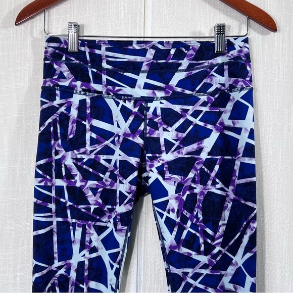 Athleta Floral Geo Sonar Crop Athletic Running Workout Leggings Blue Size S - Picture 3 of 10